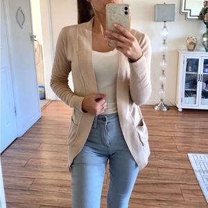 🪞 open front nude long sleeve side pocket cardigan sweater top